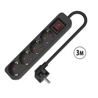 4-voudige Stekkerdoos met Schakelaar TM Electron 3680 W Zwart (3 m)