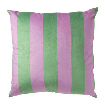 Kussen streep - groen/roze - 45x45 cm