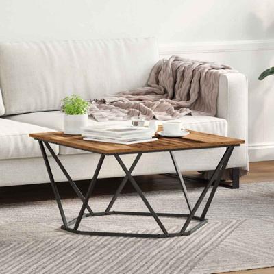 Salontafel Oud hout 80 x 80 x 45 cm Engineered hout en staal
