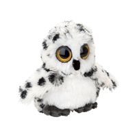 Nature Planet Pluche kleine sneeuwuil knuffel - polyester - wit/grijs - 13 cm - vogels