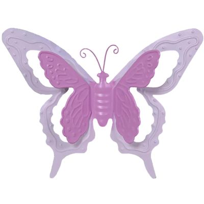Tuin/schutting decoratie vlinder - metaal - roze - 17 x 13 cm