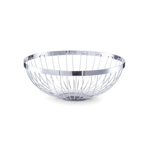 Fruitschaal/fruitmand rond zilver metaal 26,5 cm