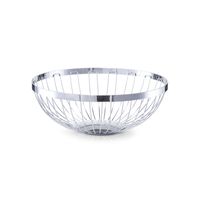 Fruitschaal/fruitmand rond zilver metaal 26,5 cm