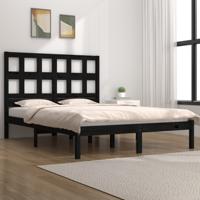Bedframe massief grenenhout zwart 200x200 cm