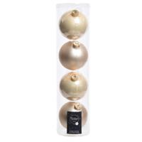 Decoris Kerstballen - 4 st - lichtparel en champagne - glas - 10 cm