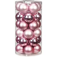 Kerstballen set - 30x stuks - glas - roze - 6 cm - glans/mat - kerstversiering - thumbnail