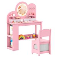 Kinderkaptafel met Lichte Prinsessenstijl Kaptafelset-Roze