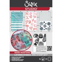 Sizzix • studio: a5 clear stamps & 3pcs a5 stencils my favorite things by mark montano