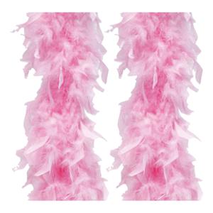 Carnaval verkleed boa met veren - 2x - roze - 180 cm - 45 gram - Glitter and Glamour