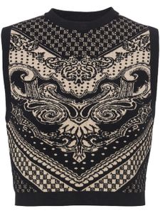 Balmain haut crop à motif en intarsia - Noir