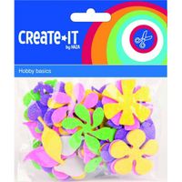 Gekleurde foam rubber bloemen 70 st