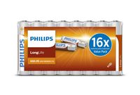 Philips AAA LongLife Batterijen - RO3 Micro 1.5 V LongLife - Alkaline Batterijen Voordeelverpakking 16 Stuks - thumbnail