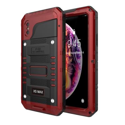 Waterdichte stofdichte schokbestendige zink legering + siliconen case voor iPhone XS Max (rood)