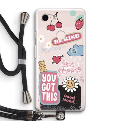 Positivity: Pixel 3 Transparant Hoesje met koord