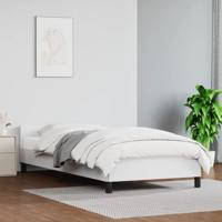 Bedframe met hoofdbord kunstleer wit 100x200 cm