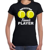 I am the best tennisplayer boobs t-shirt zwart dames