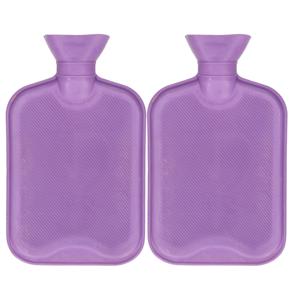 Warmwaterkruik - 2x - met rubberen hoes - paars - 2L - kruik