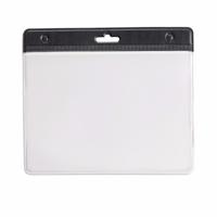 Multipack van 10x stuks Badgehouders - zwart - 11,5 x 9,5 cm - voor aan een lanyard of keycord