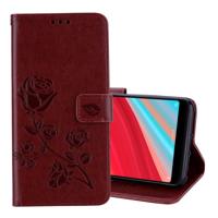 Rose reliëf horizontale Flip milieu PU lederen draagtas voor Xiaomi Redmi S2 met houder & kaartsleuven & portemonnee (bruin)