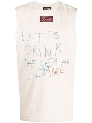 Raf Simons débardeur en coton à slogan imprimé - Tons neutres
