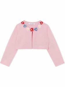 Dolce & Gabbana Kids cardigan à fleurs appliquées - Rose