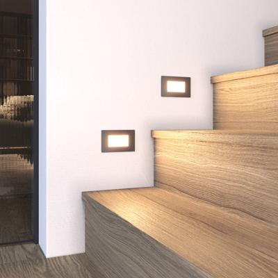 HOFTRONIC™ Set van 2 Dillon LED Inbouw wandlampen Zwart - Wand Inbouwspot rechthoek - 3 Watt 340 Lumen - 3000K warm wit - IP54