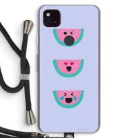 Smiley watermeloen: Pixel 4a 5G Transparant Hoesje met koord