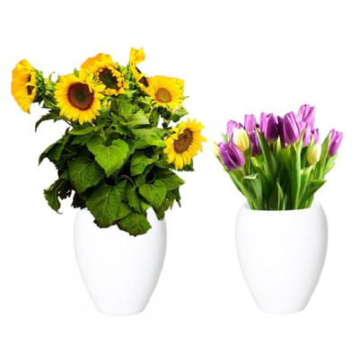 Bloemen vaas - 2x stuks - wit - D25 x H28 cm - keramiek - bloemenvaas - bloempot