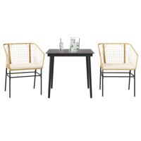 3-delige Tuinset met kussens poly rattan glas bruin