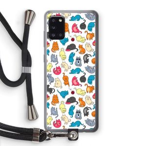 Kleurrijke katten: Samsung Galaxy A31 Transparant Hoesje met koord