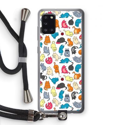 Kleurrijke katten: Samsung Galaxy A31 Transparant Hoesje met koord