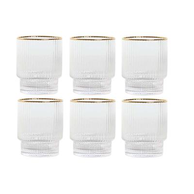 Glazenset Home ESPRIT Transparant Gouden Kristal 320 ml (6 Stuks)