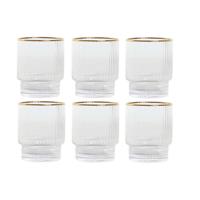 Glazenset Home ESPRIT Transparant Gouden Kristal 320 ml (6 Stuks)