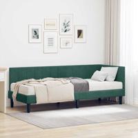 Hoekbedframe met matras Donkergroen 80 x 200 cm Fluweel