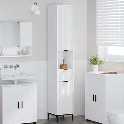 Hoge badkamerkast met lade Wit 31.5 x 33 x 190 cm Bewerkt hout