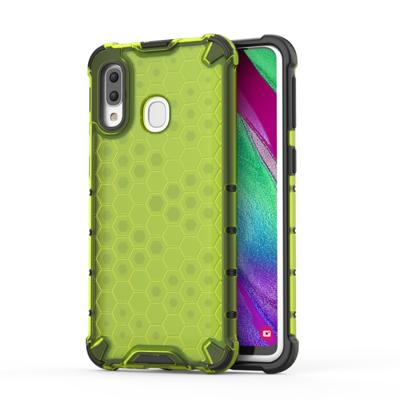 Schokbestendige honingraat PC + TPU Case voor Galaxy A40 (groen)