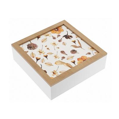 Decoratieve Doos Versa Bloemblaadjes Hout MDF 24 x 7 x 24 cm