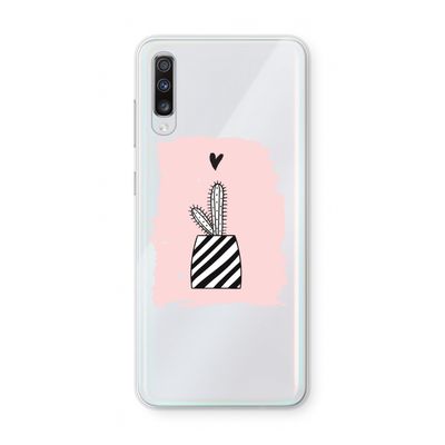 Zwart-wit cactus: Samsung Galaxy A70 Transparant Hoesje