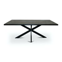 Stalux Eettafel Gijs - zwart / lederlook bruin