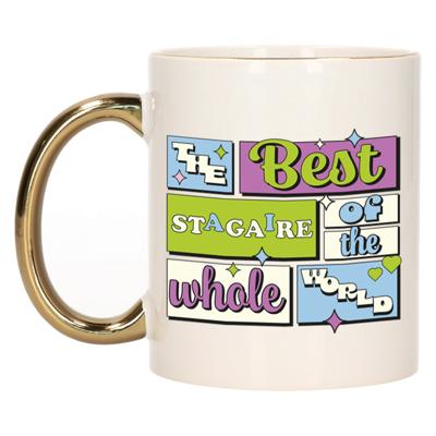 Cadeau koffie/thee mok - de beste stagiair - van de wereld - goud - 300 ml - keramiek
