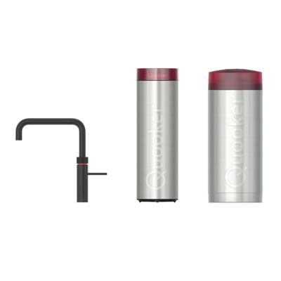 Quooker Fusion Square Keukenkraan Set - Kokend Warm- en Koud Water - Zwart - met COMBI+ Reservoir & CUBE - Direct Gekoeld Bruisend Water
