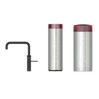 Quooker Fusion Square Keukenkraan Set - Kokend Warm- en Koud Water - Zwart - met COMBI+ Reservoir & CUBE - Direct Gekoeld Bruisend Water