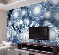 Fotobehang 3d wit en blauwe kristallen