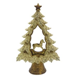 Clayre & Eef Beeld Kerstboom 20 cm Goudkleurig Polyresin Kerstdecoratie Goudkleurig Kerstdecoratie