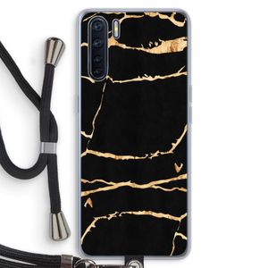 Gouden marmer: Oppo A91 Transparant Hoesje met koord