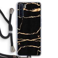 Gouden marmer: Oppo A91 Transparant Hoesje met koord