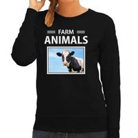 Koeien sweater / trui met dieren foto farm animals zwart voor dames
