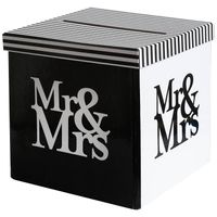 Enveloppendoos - Bruiloft - zwart/wit - karton - 20 x 20 cm - Feestdecoratievoorwerp - thumbnail