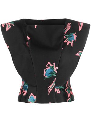 Philosophy Di Lorenzo Serafini haut sans manches à fleurs - Noir