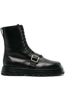 Jil Sander bottines en cuir à lacets - Noir